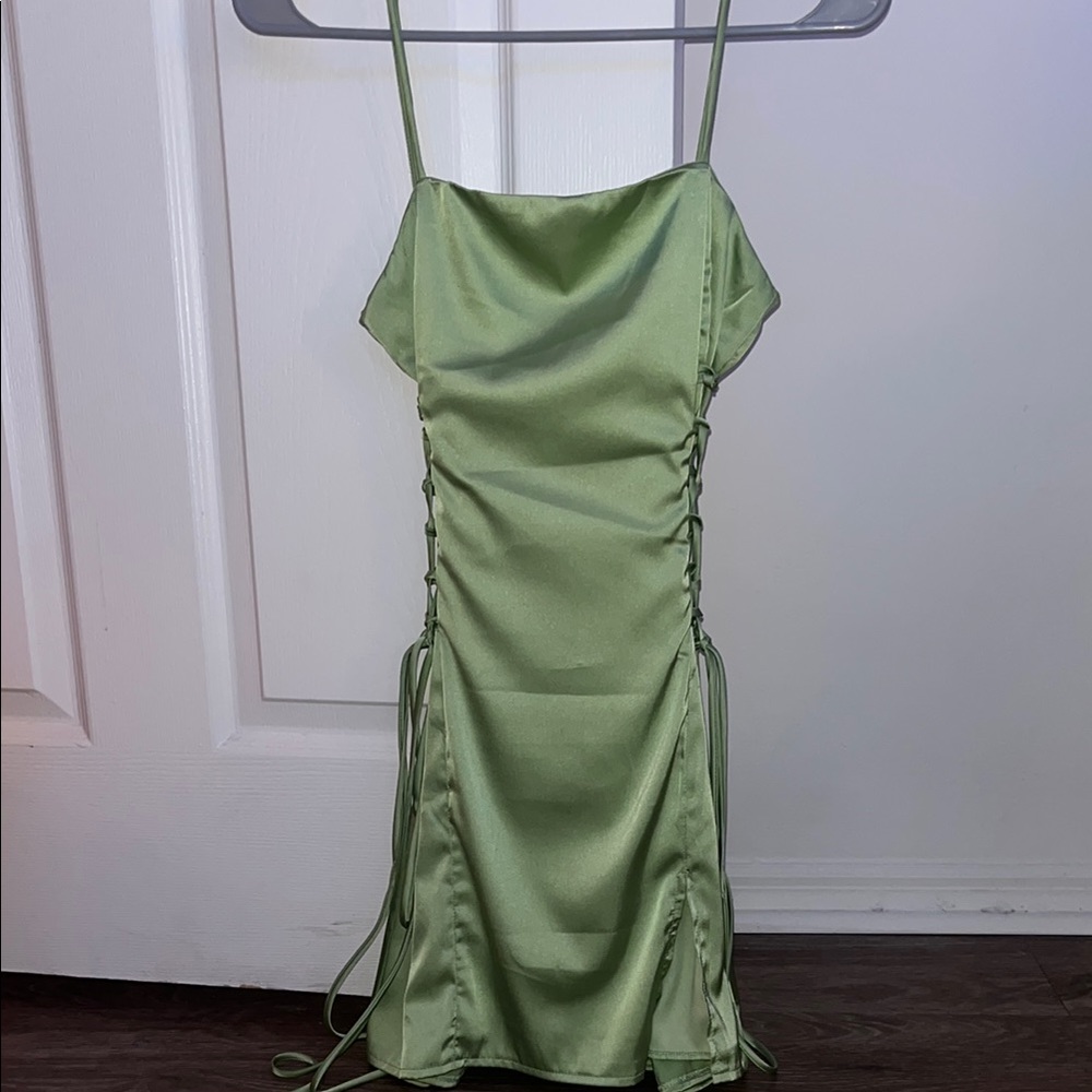 Elegant Green Satin Dress